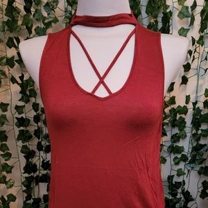 Sleeveless front detail top